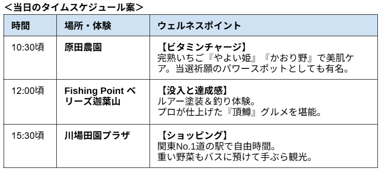 ＜当日のタイムスケジュール案＞