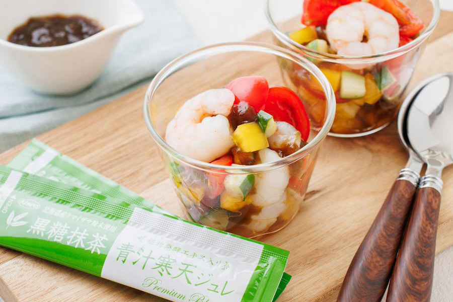 【ハピネス健康青汁レシピ①】彩り野菜と青汁のさっぱり和風ジュレサラダ！体よろこぶカラフル食材の秘密