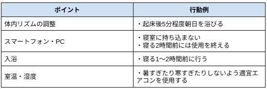 睡眠環境を整える工夫