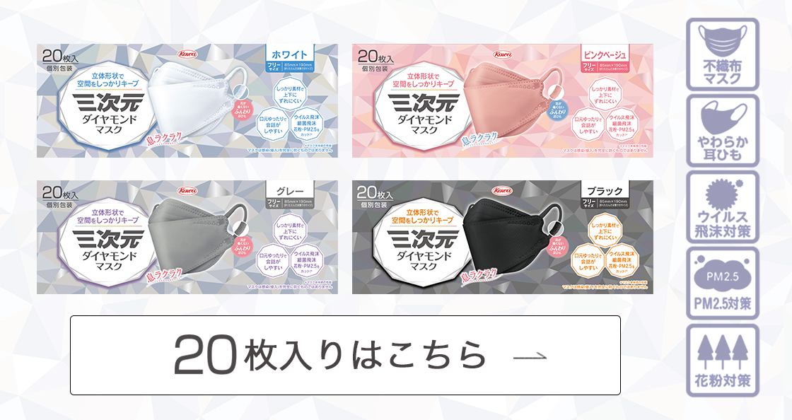 三次元ダイヤモンドマスク20枚入りはこちら