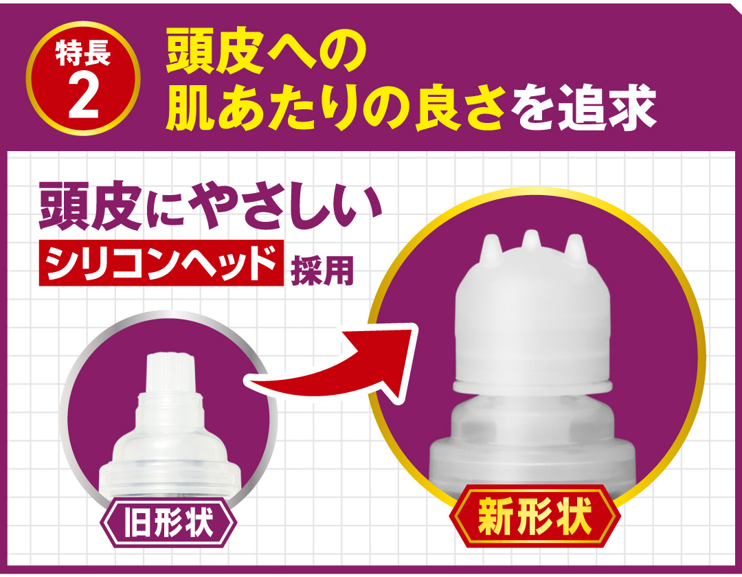 頭皮にやさしいシリコンヘッド