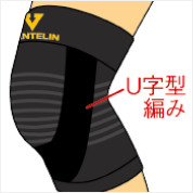 U字型編みをひざの皿の位置に合わせる
