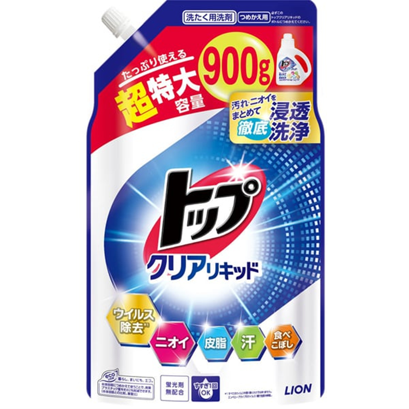 ライオン LION トップ クリアリキッド つめかえ用 900g[洗濯用液体洗剤] 900g