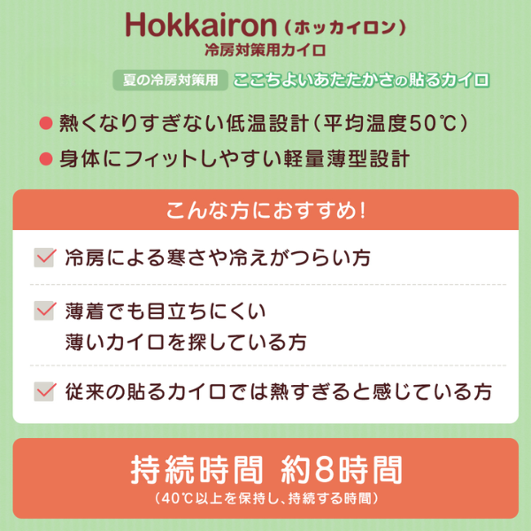 ホッカイロ　Hokkairon（ホッカイロン）　冷房対策用　貼るレギュラー　10個 10個入