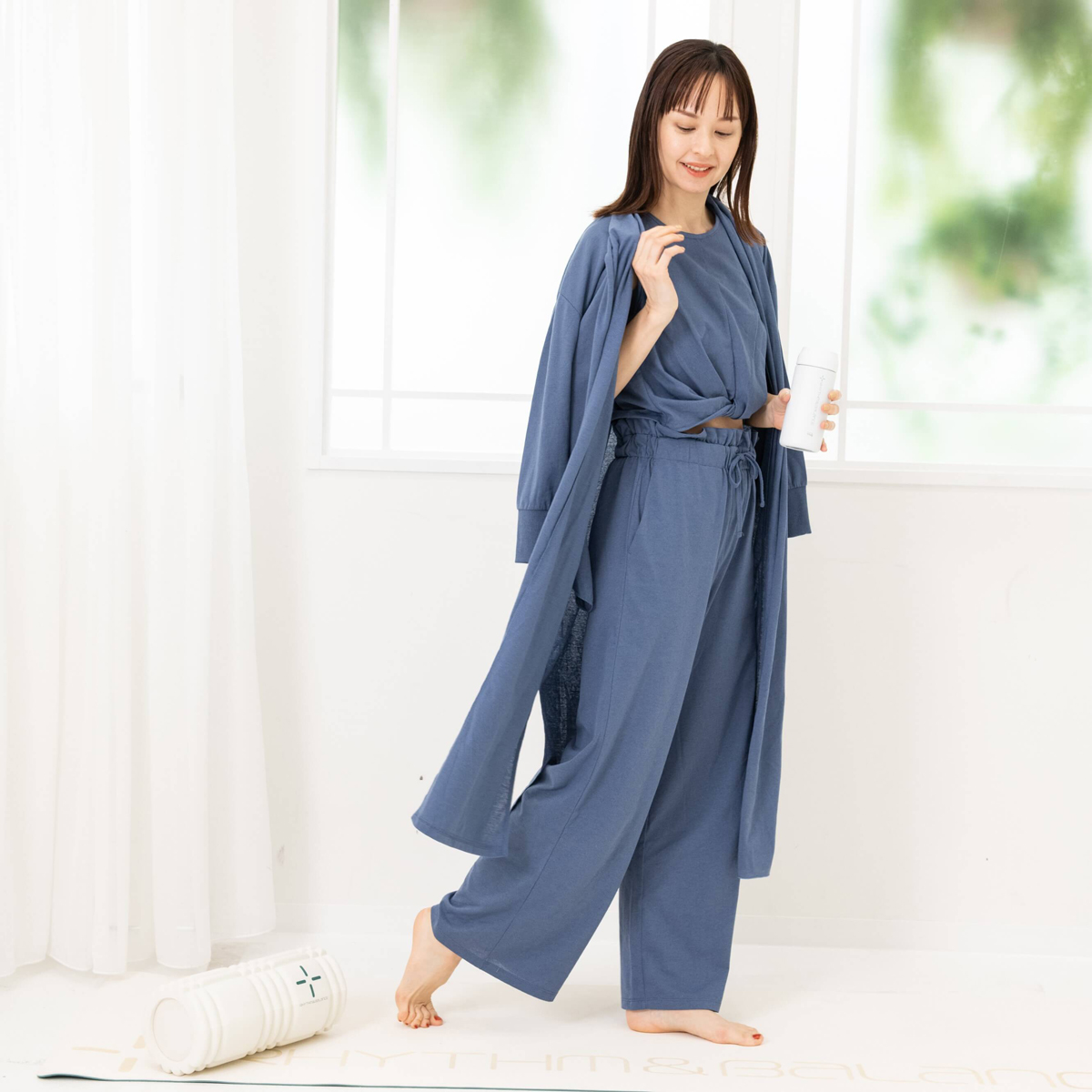 リカバーワイドパンツ ブラック S