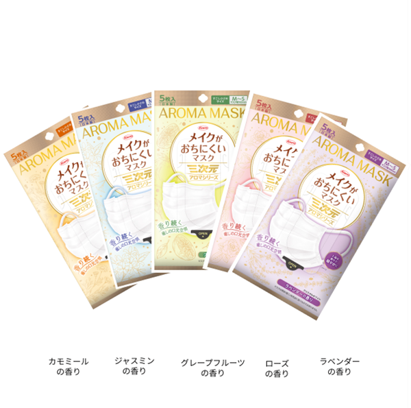 三次元メイクがおちにくいマスクアロマ　すこし小さめMSサイズ　グレープフルーツ　5枚 グレープフルーツ M~S