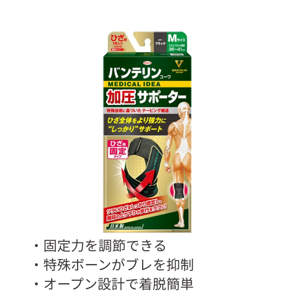 バンテリンコーワ加圧サポーター　ひざ用 ブラック Ｍ