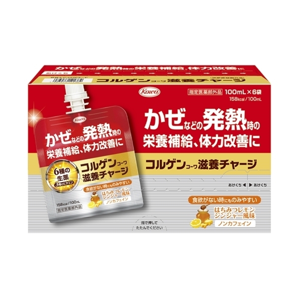 コルゲンコーワ滋養チャージ はちみつレモンジンジャー風味 100mL x 6袋【指定医薬部外品】