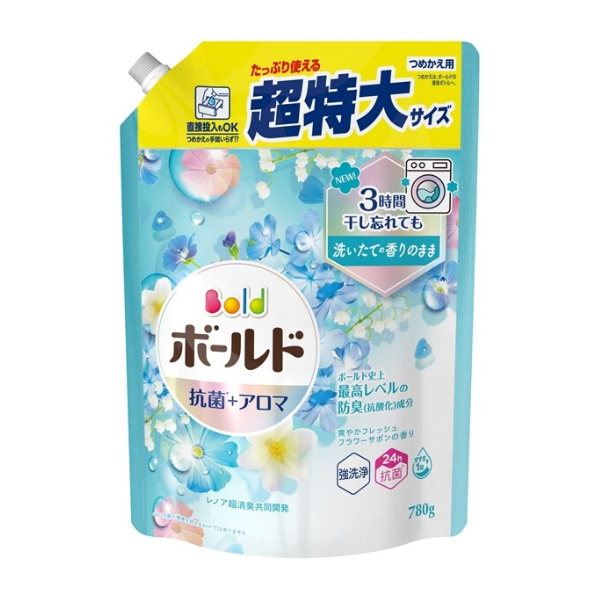 P&G ボールド ジェル 爽やかフレッシュフラワーサボンの香り つめかえ用 780g[柔軟剤入り洗濯洗剤]
