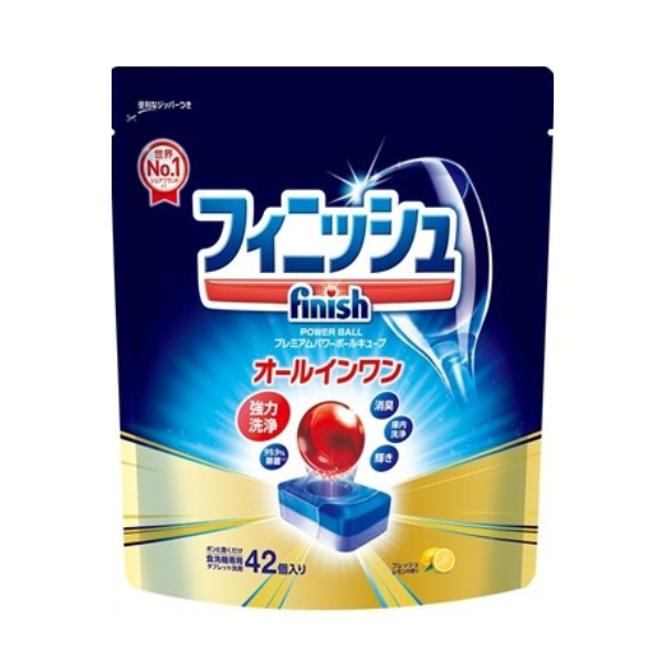 フィニッシュ オールインワン プレミアムパワーボールキューブ M 42個入り[食洗器専用タブレット洗剤]