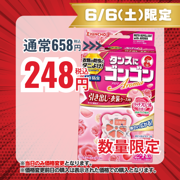 KINCHO タンスにゴンゴン アロマ 引き出し・衣装ケース用 リッチフローラルの香り 1年防虫 24個入