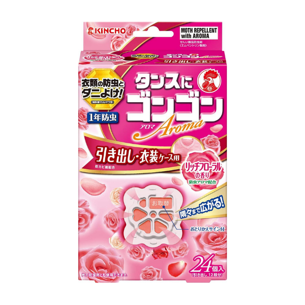 KINCHO タンスにゴンゴン アロマ 引き出し・衣装ケース用 リッチフローラルの香り 1年防虫 24個入