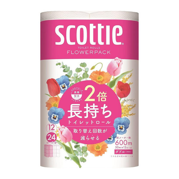 スコッティ フラワーパック 2倍巻き (12ロール ダブル)[トイレットロール]