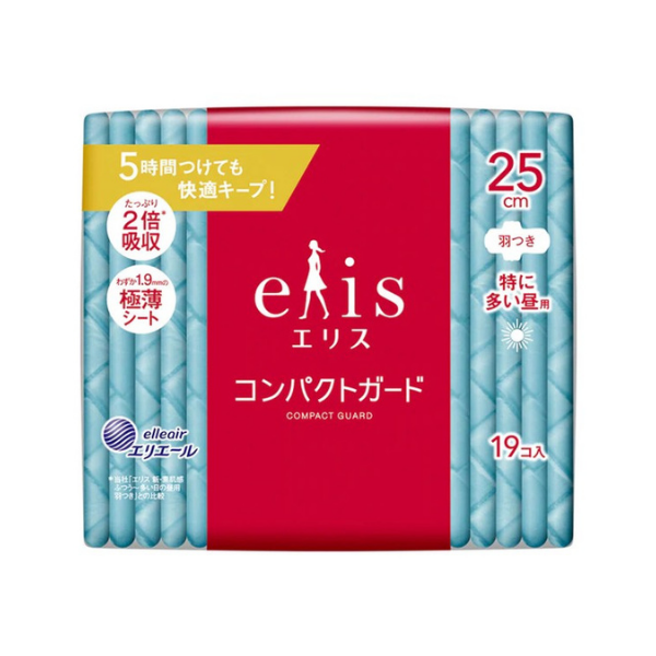 エリス elis コンパクトガード 特に多い昼用 羽つき 25cm 19枚 [生理用ナプキン]