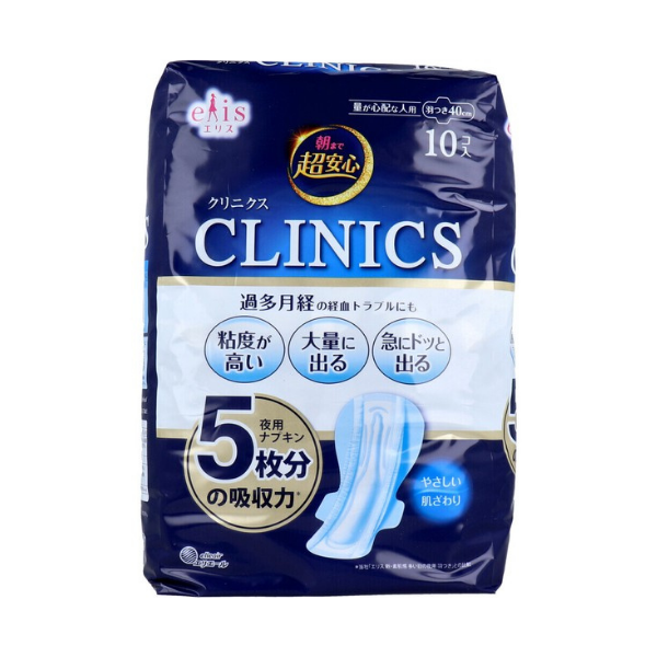 エリス elis 朝まで超安心 クリニクス 量が心配な人用 羽つき 40cm 10枚 [生理用ナプキン]