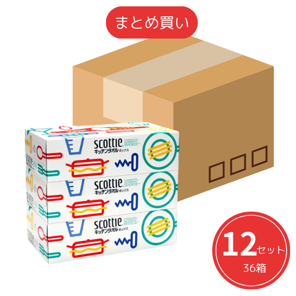 【まとめ買い】スコッティ キッチンタオル ボックス3箱パック [キッチンペーパー] x12個セット