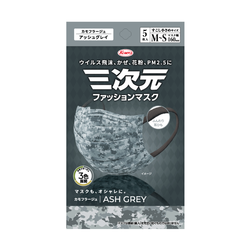 三次元ファッションマスク カモフラージュ すこし小さめMSサイズ　5枚