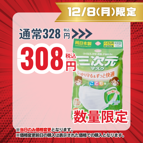 三次元マスク　こども用サイズ　ホワイト　5枚入