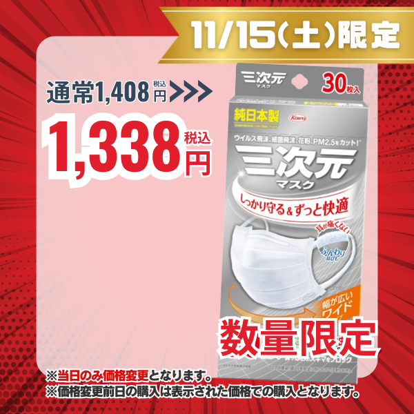 三次元マスク すこし大きめLサイズ ホワイト 30枚入