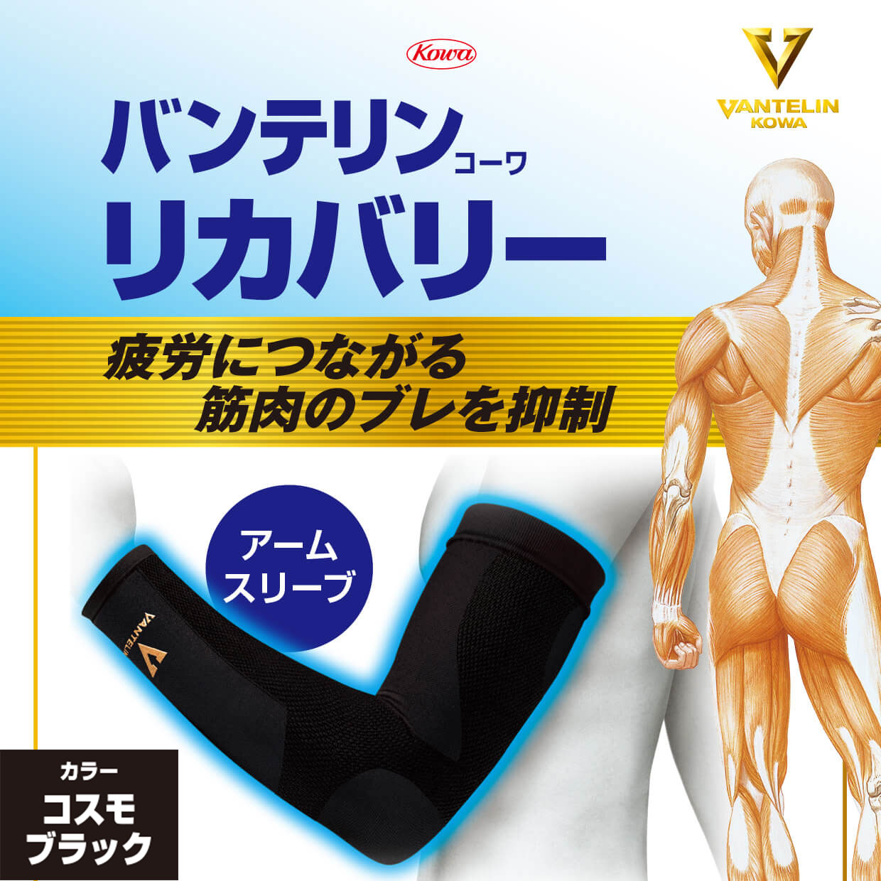 バンテリンコーワリカバリー　アームスリーブ　コスモブラック　左右共通２枚入り