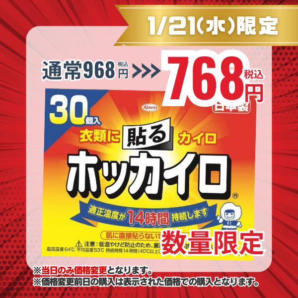ホッカイロ 貼る レギュラー 30個