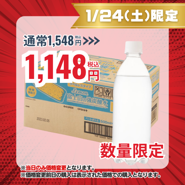 アイリスオーヤマ 富士山の強炭酸水 レモン ラベルレス 500mL×24本