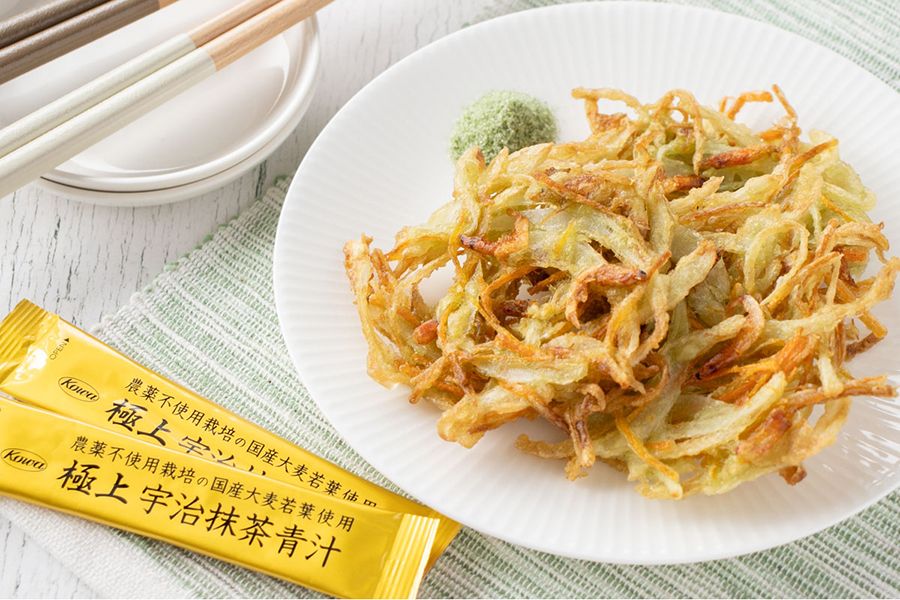 【ハピネス青汁レシピ⑤】サックサク♪春を感じる旬のグリーンかき揚げ！4月にぴったりのレシピ