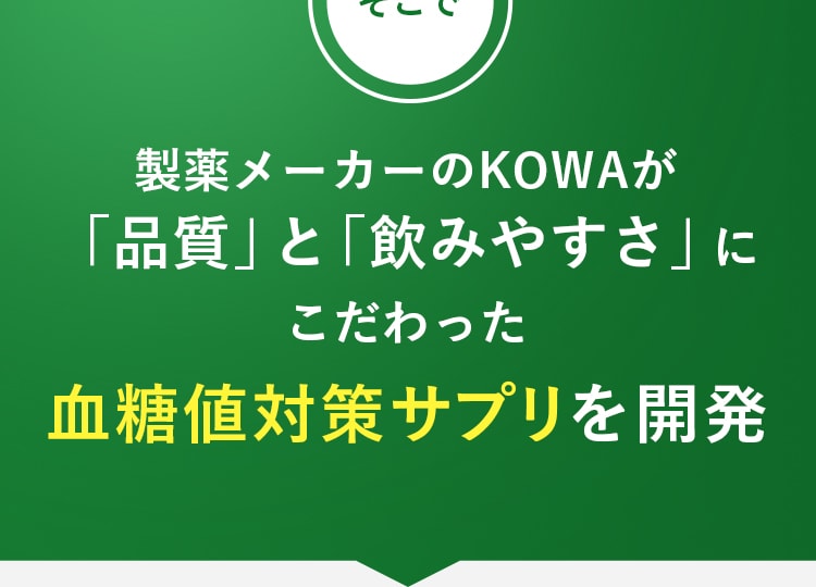 製薬メーカーのKOWAが「品質」と「飲みやすさ」にこだわった血糖値対策サプリを開発